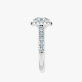 "Maddison" Princess Cut 2 Carat Halo Diamond Shoulder Engagement Ring