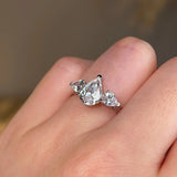 "Madeline" Three Stone Pear Cut Diamond Trilogy Engagement Ring 3SPS02 - HEERA DIAMONDS