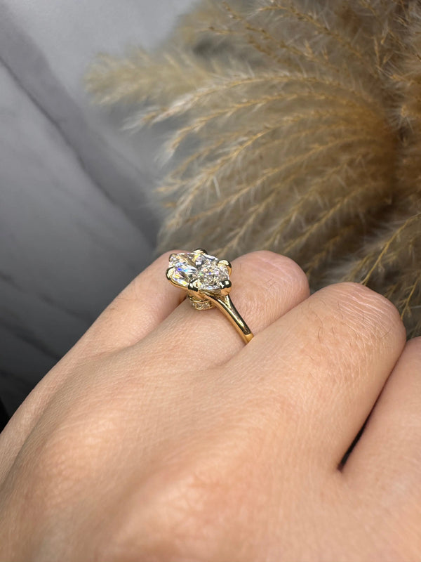 "Marvey" Marquise Cut 4 Carat Under Halo Engagement Ring HEERA DIAMONDS