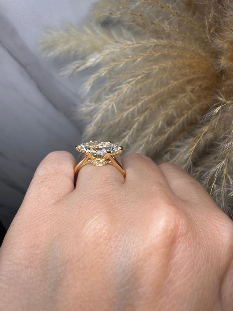 "Marvey" Marquise Cut 4 Carat Under Halo Engagement Ring HEERA DIAMONDS