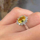 "Marzelle" 1.05 Carat Yellow Oval Cut Natural Diamond Halo Engagement Ring MSR742