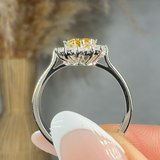 "Marzelle" 1.05 Carat Yellow Oval Cut Natural Diamond Halo Engagement Ring MSR742
