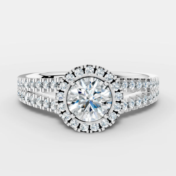 "Mavi" Halo 1.25 Carat Round Brilliant Cut 18k Yellow Gold Engagement Ring HEERA DIAMONDS