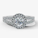 "Mavi" Halo 1.25 Carat Round Brilliant Cut 18k Yellow Gold Engagement Ring HEERA DIAMONDS