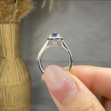 "Melisora" 0.88 Carat Round Cut Blue Sapphire Natural Diamond Engagement Ring MSR788