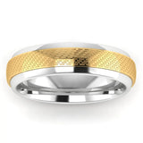 Men's Pattern Band Wedding Ring  WP61- Yellow & White Gold