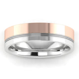 Men's Pattern Band Wedding Ring WP62- Rose & White Gold