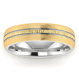 Men's Pattern Band Wedding Ring WP66- Yellow & White Gold