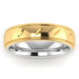 Men's Pattern Band Wedding Ring WP69- Yellow & White Gold