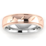 Men's Pattern Band Wedding Ring WP69- Rose & White Gold