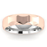 Men's Pattern Band Wedding Ring WP72- Rose & White Gold