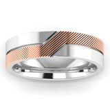 Men's Pattern Band Wedding Ring WP73- White & Rose Gold