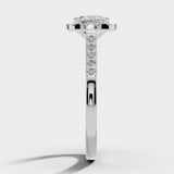 "Mia" 1 Carat Halo Cushion Cut Diamond Shoulder Engagement Ring HACC02