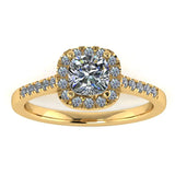 "Mia" Halo Cushion Cut Diamond Shoulder Engagement Ring HACC02 - HEERA DIAMONDS