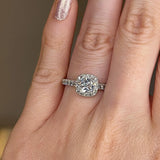 "Mia" Halo Cushion Cut Diamond Shoulder Engagement Ring HACC02 - HEERA DIAMONDS