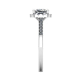 "Mia" Halo Cushion Cut Diamond Shoulder Engagement Ring HACC02 - HEERA DIAMONDS