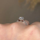 "Mia" Halo Cushion Cut Diamond Shoulder Engagement Ring HACC02 - HEERA DIAMONDS