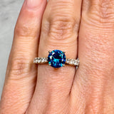 "Midnight" Round Cut 2 Carat Electric Blue Diamond Shoulder Platinum Engagement Ring DSRB04 HEERA DIAMONDS