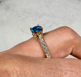 "Midnight" Round Cut 2 Carat Electric Blue Diamond Shoulder Platinum Engagement Ring DSRB04 HEERA DIAMONDS
