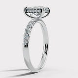 "Mimi" Hidden Under Halo 5 Carat Radiant Cut Diamond Shoulder Engagement Ring