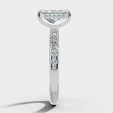 "Mimi" Hidden Under Halo 5 Carat Radiant Cut Diamond Shoulder Engagement Ring