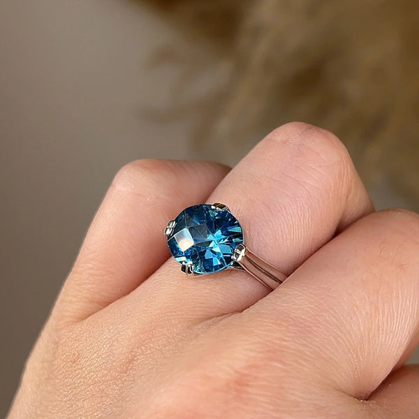 "Moana" Blue Topaz Oval Cut Solitaire Platinum Ring HEERA DIAMONDS