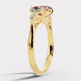 "Moondust" Oval Cut 1.5 Carat Diamond Shoulder Fancy Vivid Lab Grown Pink Yellow Gold Engagement Ring DSOC10