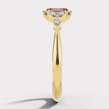 "Moondust" Oval Cut 1.5 Carat Diamond Shoulder Fancy Vivid Lab Grown Pink Yellow Gold Engagement Ring DSOC10