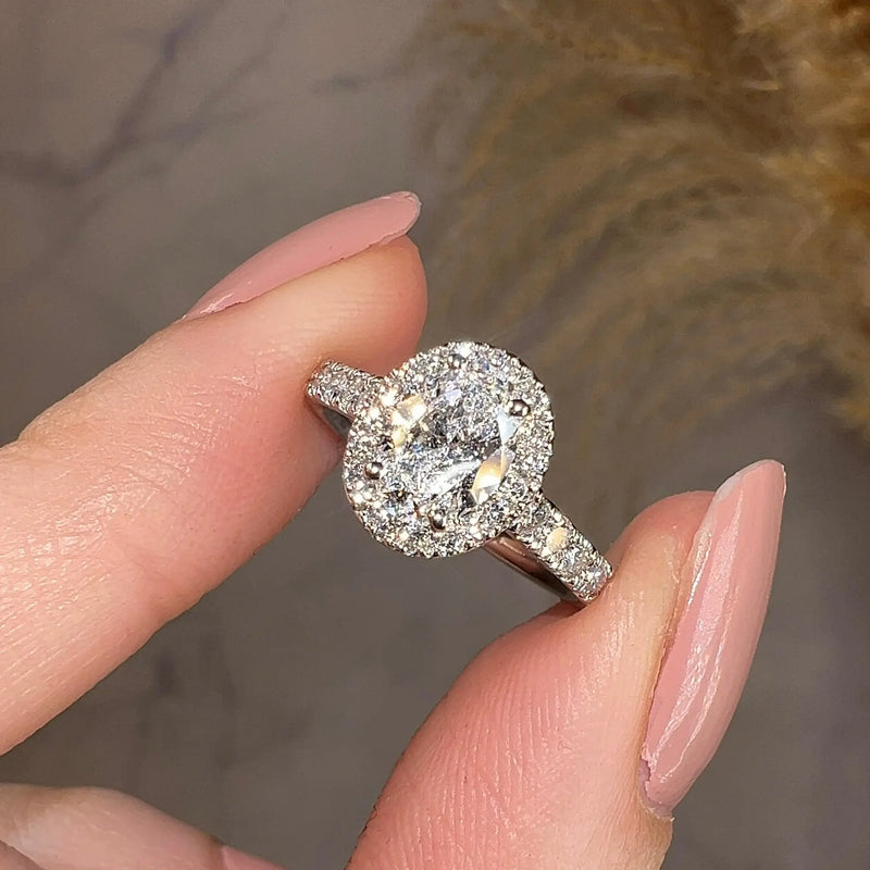 "Morgan" Oval Cut Diamond Shoulders Engagement Ring - HEERA DIAMONDS