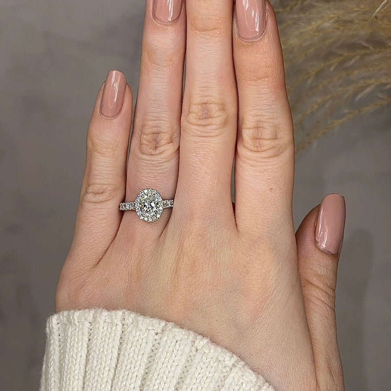 "Morgan" Oval Cut Diamond Shoulders Engagement Ring - HEERA DIAMONDS