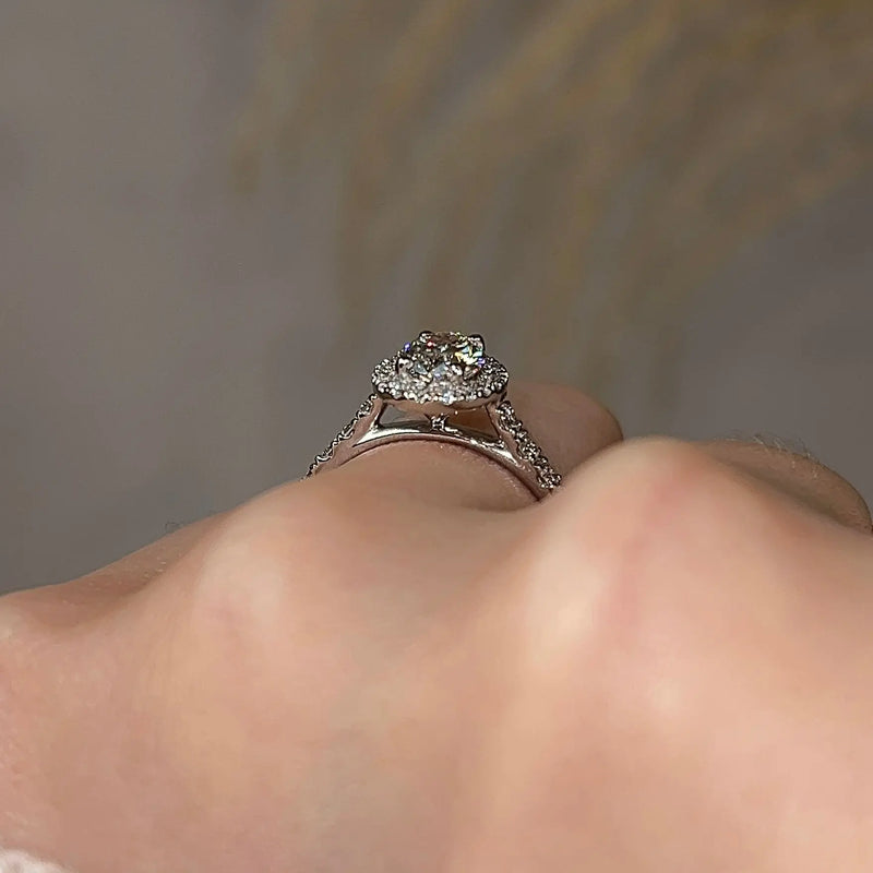 "Morgan" Oval Cut Diamond Shoulders Engagement Ring - HEERA DIAMONDS
