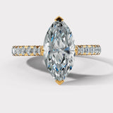 "Moxi" 1 carat Marquise Cut Diamond Hidden Under Halo Scallop Set Diamond Shoulder Engagement Ring UHMC01 HEERA DIAMONDS