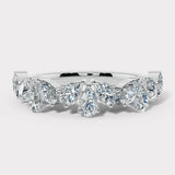 "Nahla" 1 Carat Pear Cut Diamond 18K Yellow Gold Foliage Half Eternity Ring ET3