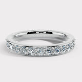 Natural Diamond Grain Set Eternity Band Wedding Ring GRB