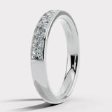 Natural Diamond Grain Set Eternity Band Wedding Ring GRB