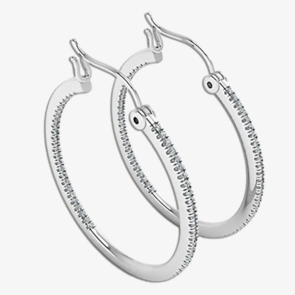 Natural Diamond Platinum Hoop Earrings ER1D HEERA GOLD