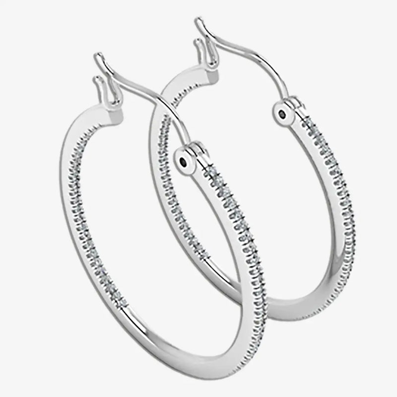 Natural Diamond Platinum Hoop Earrings ER1D HEERA GOLD
