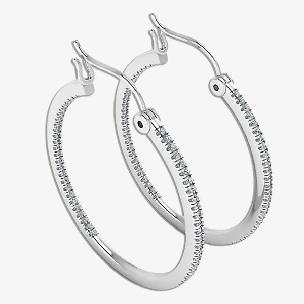 Natural Diamond White Gold Hoop Earrings ER1D HEERA GOLD