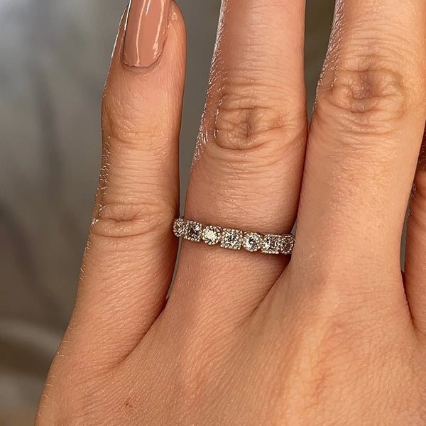 "Navi" Square and Round Circle Pattern Diamond Half Eternity Ring ET78 - HEERA DIAMONDS