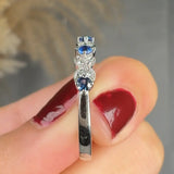 "Norluxe" Blue Sapphire 0.18 Carat Natural Diamond Half Eternity Ring HR83