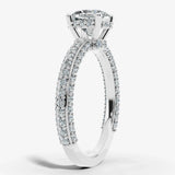 "North" Cushion Cut Diamond Hidden Under Halo Pave Diamond Shoulders Engagement Ring UHCC01 HEERA DIAMONDS