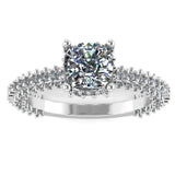"North" Cushion Cut Diamond Hidden Under Halo Pave Diamond Shoulders Engagement Ring UHCC01 - HEERA DIAMONDS