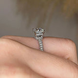 "North" Cushion Cut Diamond Hidden Under Halo Pave Diamond Shoulders Engagement Ring UHCC01 - HEERA DIAMONDS