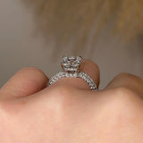 "North" Cushion Cut Diamond Hidden Under Halo Pave Diamond Shoulders Engagement Ring UHCC01 - HEERA DIAMONDS