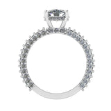 "North" Cushion Cut Diamond Hidden Under Halo Pave Diamond Shoulders Engagement Ring UHCC01 - HEERA DIAMONDS