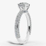"North" Cushion Cut Diamond Hidden Under Halo Pave Diamond Shoulders Engagement Ring UHCC01 HEERA DIAMONDS