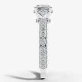 "North" Cushion Cut Diamond Hidden Under Halo Pave Diamond Shoulders Engagement Ring UHCC01 HEERA DIAMONDS