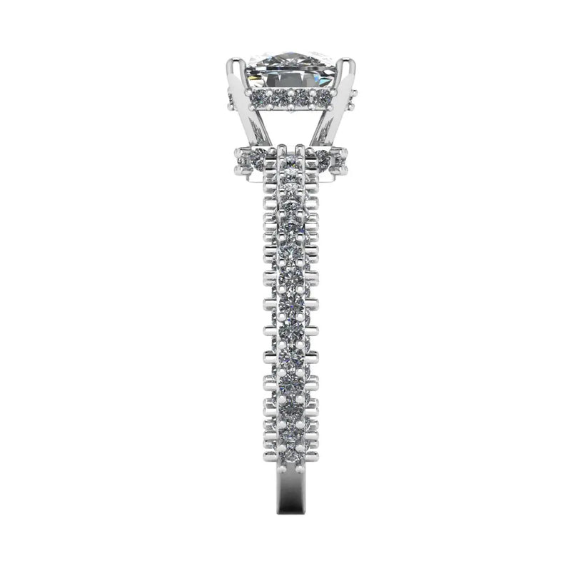 "North" Cushion Cut Diamond Hidden Under Halo Pave Diamond Shoulders Engagement Ring UHCC01 - HEERA DIAMONDS
