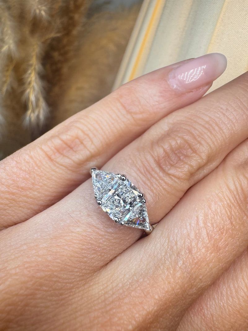"North" Radiant Cut 1 Carat Trilogy Platinum Engagement Ring HEERA DIAMONDS