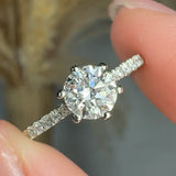 "Norvix" 0.8 Carat Round Cut Natural Diamond Shoulder Engagement Ring HR1935